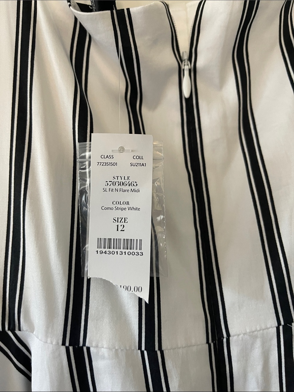 White House Black Market White Dress with Black Stripes - Picture 2 of 5
